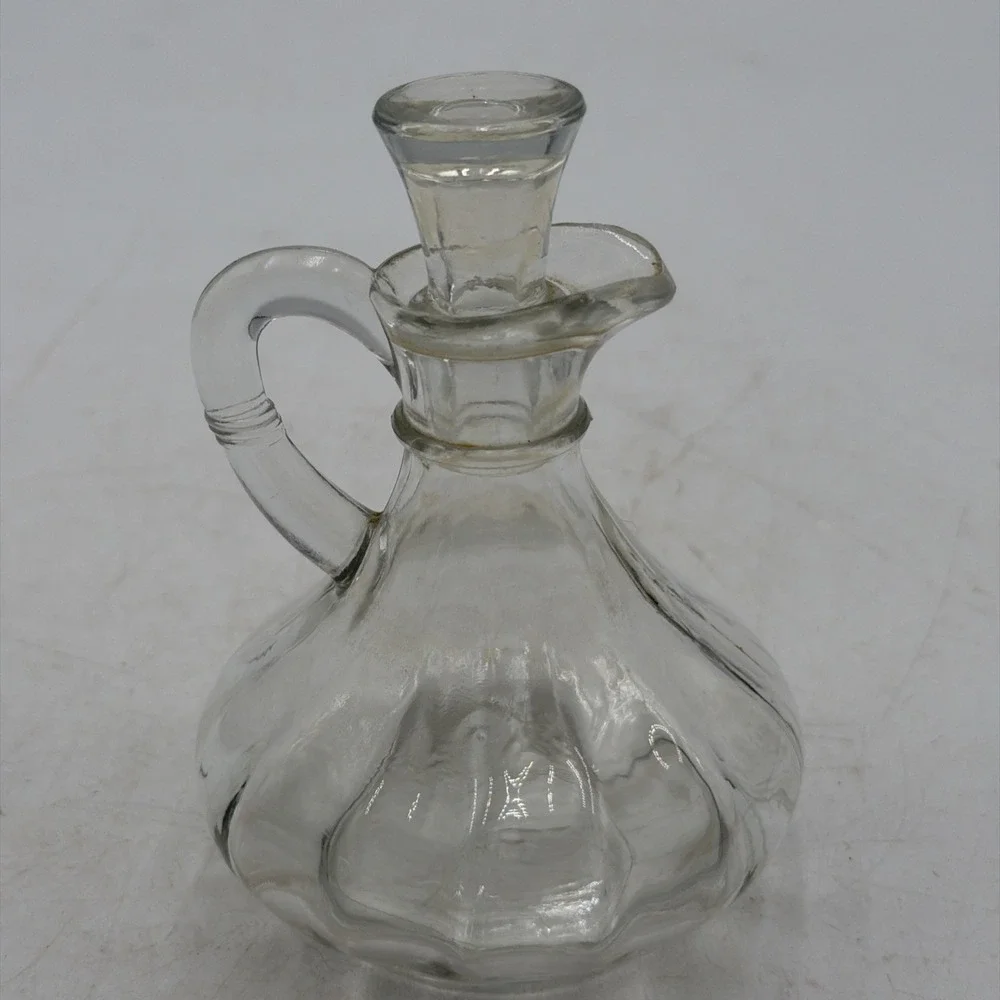Vintage 1950's Anchor Hocking Cruet Oil Dressing Pressed Glass C Stopper